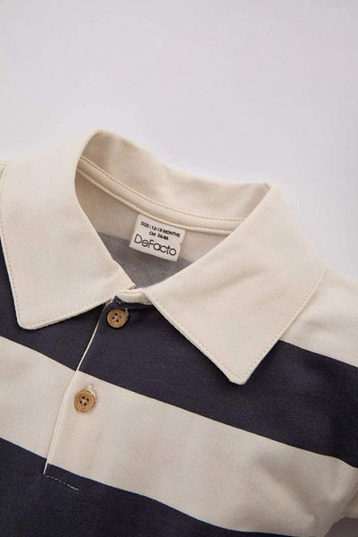 DeFacto Baby Girl Polo Neck Striped Long Sleeve Dress B9588A523Wn