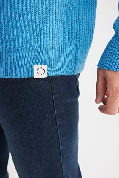 DeFacto Oversize Geniş Kalıp Bisiklet Yaka Basic Düz Triko Kazak B9718AX24SP