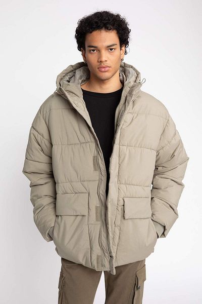 DeFacto Inflatable Coat Hooded Zippered Double Pocket A2540Ax23Wn