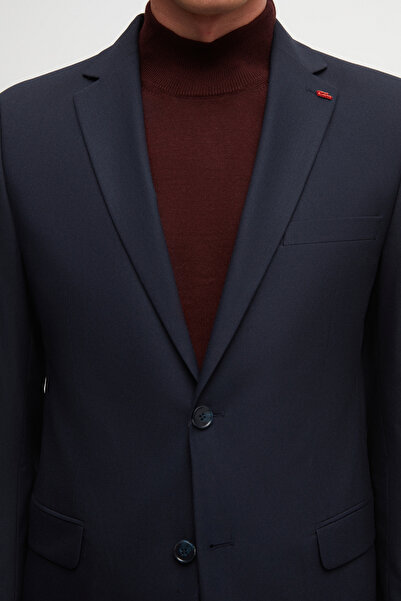 Twn Κοστούμι Navy Blue Slim Fit Viscose Mono γιακά