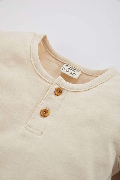 DeFacto Baby Boy Button Collar Basic Plain Long Sleeve T-Shirt B6998A524Sp