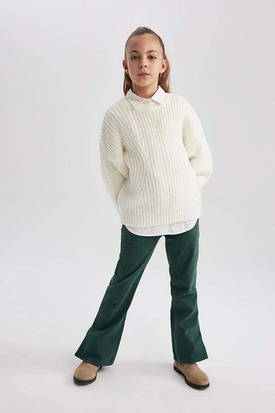 DeFacto Girl's Crew Neck Basic Plain Knitwear Sweater A6014A823Wn