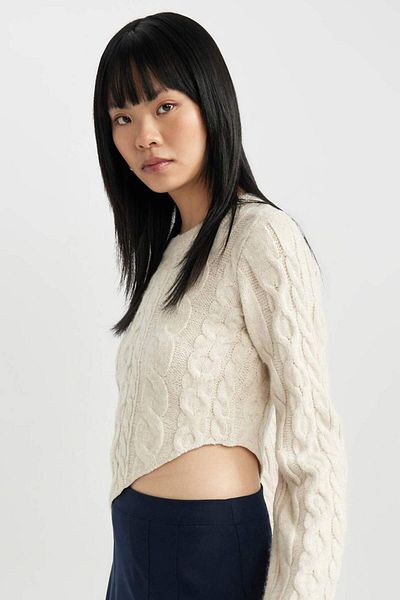 DeFacto Slim Fit Slim Fit Crew Neck Sweater Sweater C1519Ax23Wn