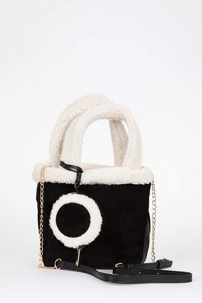 DeFacto Damen-Handtasche aus Wildleder mit Teddy-Detail A7536AXNS