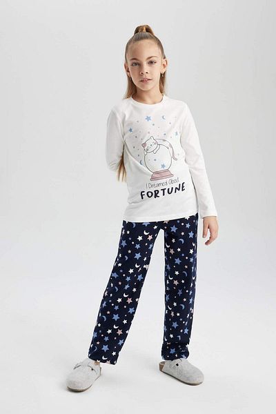 DeFacto Girls Printed Long Sleeve Mini Me Pajamas Set B8821A823Wn