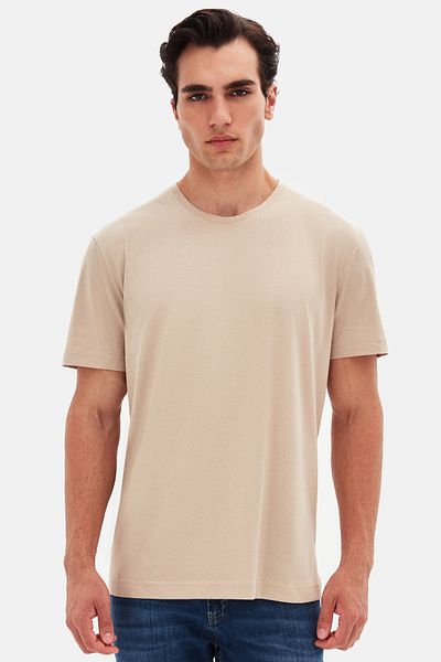 D'S Damat Ds Damat Comfort Beige 100% Cotton T-Shirt