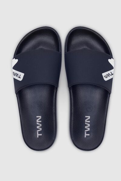 Twn Navy Blue Single Strip Slippers