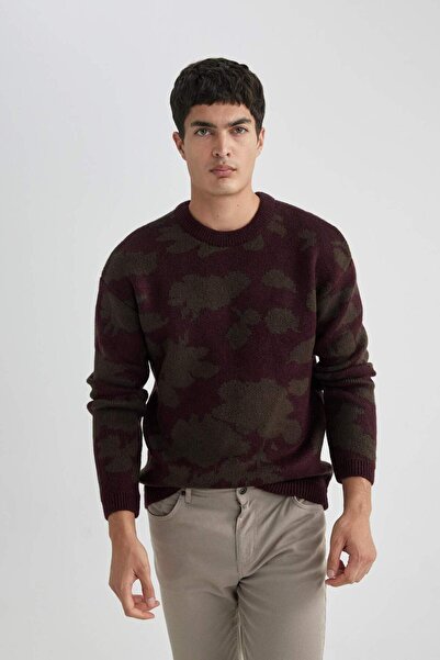 DeFacto Relax Fit Patterned Crew Neck Knitwear Sweater B8408Ax23Wn