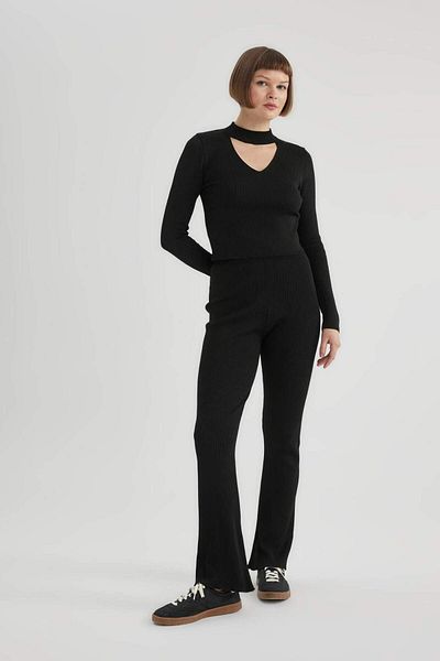 DeFacto Rib Pants Flayer Spanish Leg High Waist B3820Ax23Wn
