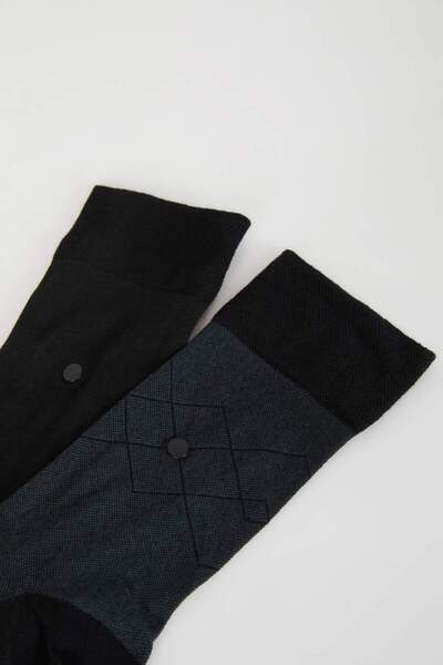 DeFacto Erkek Dikişsiz Metal Pinli Ultra Soft 2'li Bambu Premium Uzun Çorap C2535AXNS