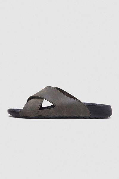 Twn Khaki Cross Band Slippers