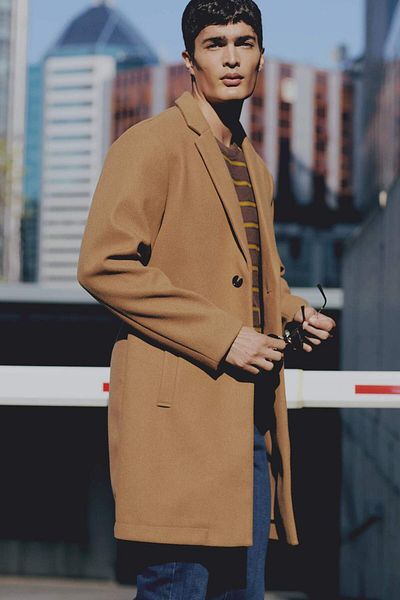 DeFacto Men's Brown Relax Fit Jacket Collar Button Pocket Long Cashmere Coat Y8903Az23Au