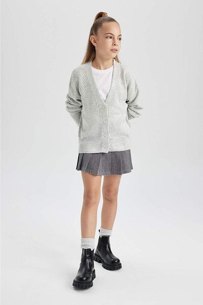 DeFacto Girl's V-Neck Knitwear Cardigan B5891A823Wn