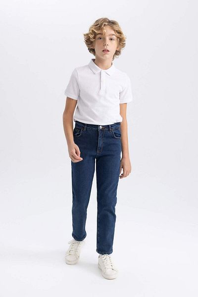 DeFacto Boy's Straight Fit Straight Leg Jean Fleece Lined Trousers Y0835A623Au