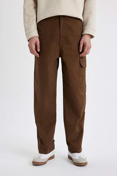 DeFacto Gabardine Trousers Baggy Fit Straight Leg with Pockets B3664Ax23Au
