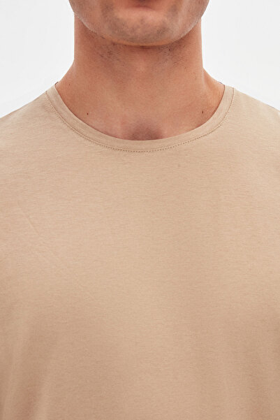 D'S Damat Ds Damat Slim Fit Beige Crew Neck 100% βαμβακερό αναπνεύσιμο μπλουζάκι