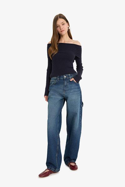 DeFacto Coool Slim Fit Pulover de tricotaj cu umăr deschis B6537AX23WN
