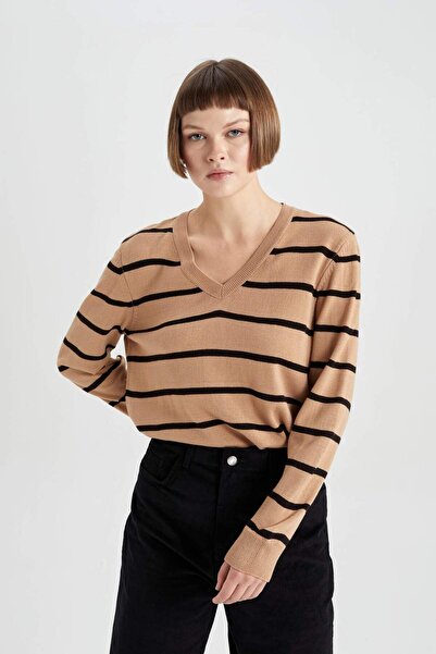 DeFacto Pulover de bază cu decolteu în V - A2359ax23wn