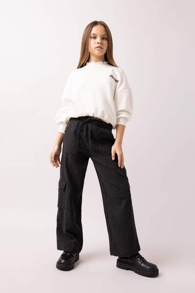 DeFacto Girls Wide Leg Cargo Wide Leg Cotton Trousers A4857A823Wn