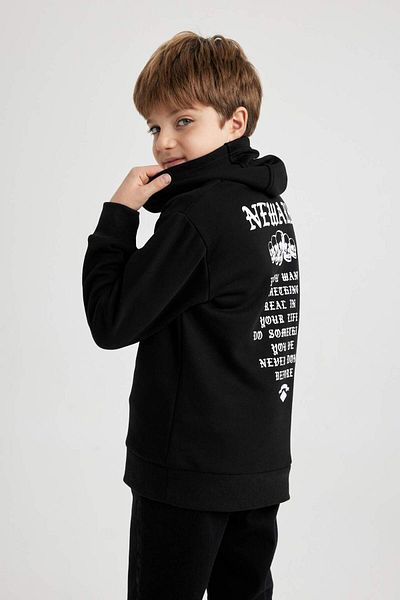 DeFacto Boy's Hooded Printed Thick Sweatshirt B5863A823Cw