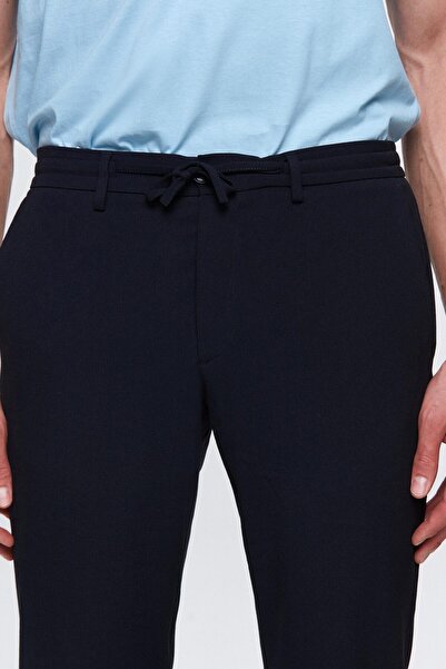 D'S Damat Ds Damat Slim Fit Lacivert Beli Lastikli İpli Fermuarlı Likralı Rahat Jogger Pantolon