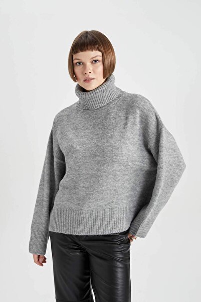 DeFacto Zelený svetr s rolákem Relax Fit B2093AX23WN