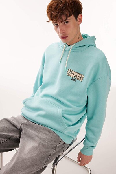 DeFacto Marvel Comics Oversize Φαρδιά Μορφή με κουκούλα πίσω εμπριμέ χοντρό φούτερ A7877AX23WN