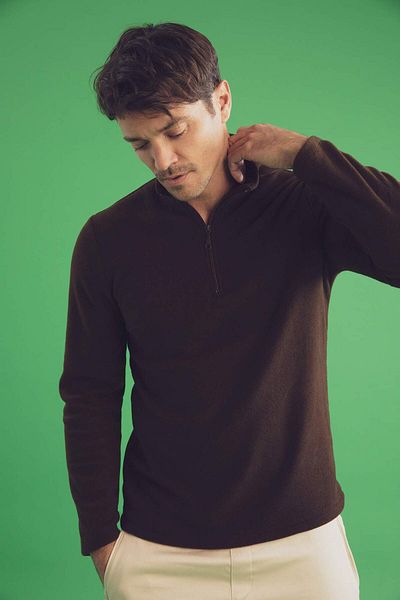 DeFacto Regular Fit Stand Collar Fleece Sweatshirt Y3996Az23Au