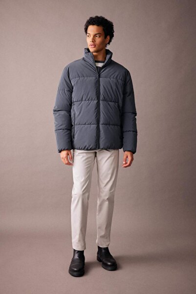 DeFacto Slim Fit Puffer Coat Slim Fit Stand Collar Lined Zipper Double Pockets U4213Az23Au