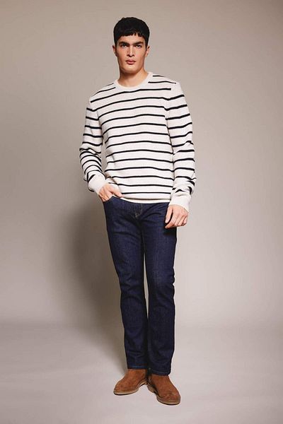 DeFacto Standard Fit Regular Cut Striped Crew Neck Sweater B4680Ax23Wn
