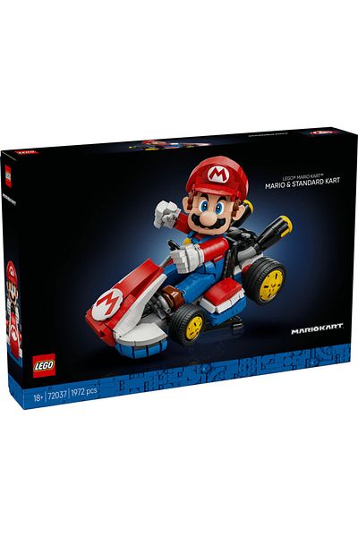 LEGO ®   Super Mario: Mario Kart – Mario and Standard Kart 72037 - 18+ Model Building Set (1972 Pr)