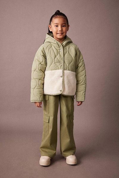 DeFacto Girls' Hooded Fleece Lined Quilted Coat A2491A823Au