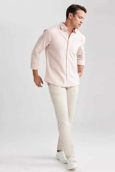DeFacto Regular Fit Chino Canvas Trousers Gabardine Pocket Straight Leg T1052Az23Sp