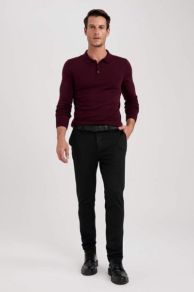 DeFacto Slim Fit Slim Fit Guler Polo Pulover de bază uni Y0902AZ23AU