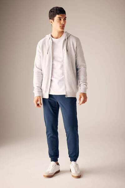 DeFacto Λεπτό αθλητικό παντελόνι Slim Fit Slim Fit Basic Απλή μέση με κορδόνια ελαστικό φερμουάρ με τσέπη A6499AX23AU