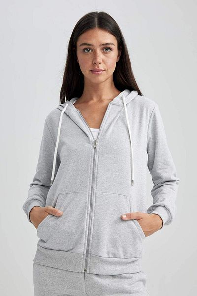 DeFacto Regular Fit Hooded Thin Sweatshirt Fabric Cardigan