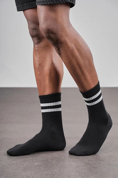 TTWAY Șosete sport lungi pentru colegiu cu dungi negre, unisex, pachet de 6 din bumbac