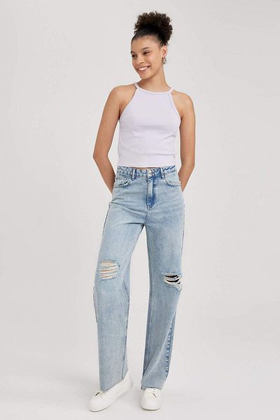 DeFacto Coool Fitted Halter Neck Rib Basic Plain Undershirt Y8507Az23Sm