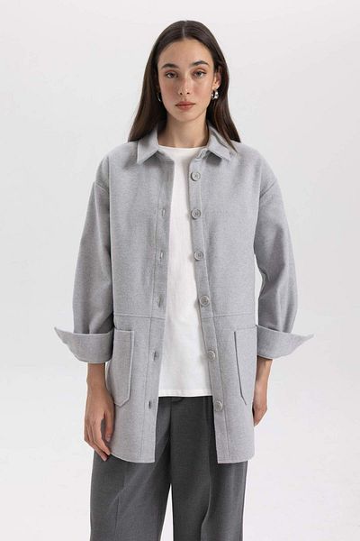 DeFacto Relax Fit Gabardine Long Sleeve Shirt Tunic B0285Ax23Wn