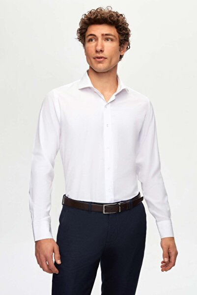 D'S Damat Ds Damat Slim Fit Yeşil/Beyaz İtalyan Yaka Kolay Ütülenebilir 2'Li Gömlek