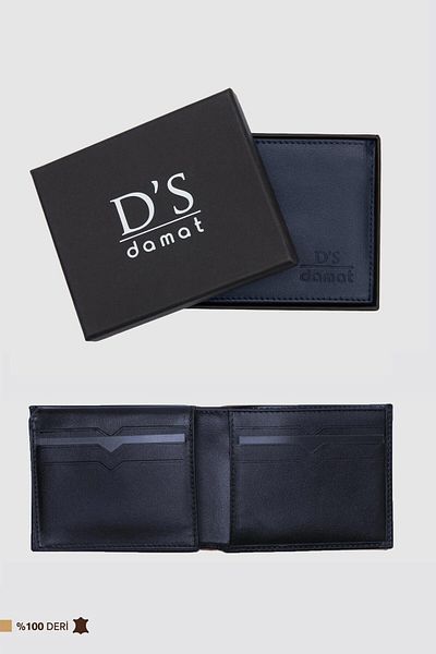 D'S Damat Ds Damat Portofel din piele naturală cu cutie bleumarin