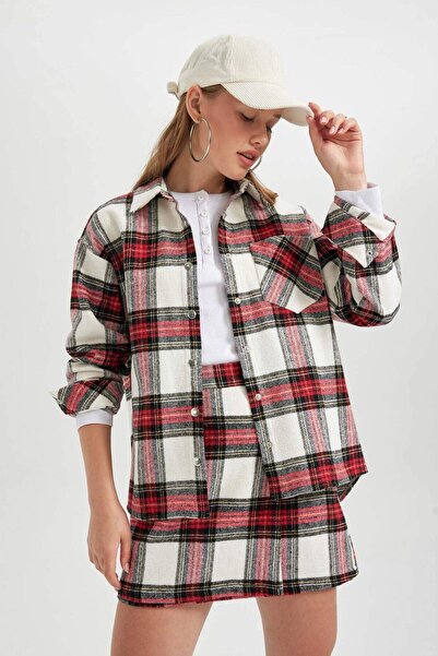 DeFacto Coool Oversize Kareli Flanel Uzun Kollu Gömlek Y5979AZ23WN