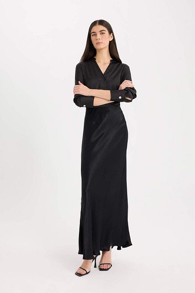 DeFacto A-Line Regular Waist Satin Midi Skirt B1867Ax23Au