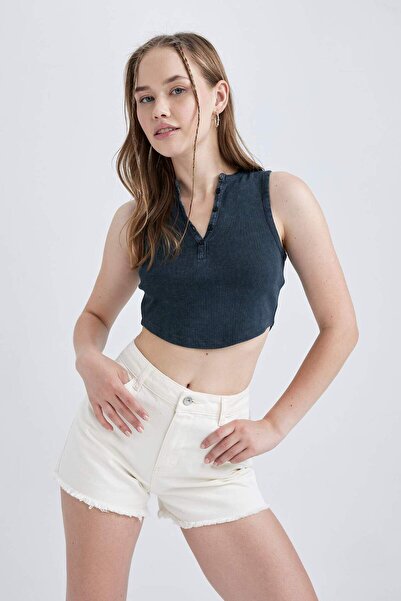 DeFacto Coool Fitted Ribbed Camisole Washable Faded Effect Undershirt B1920Ax23Hs