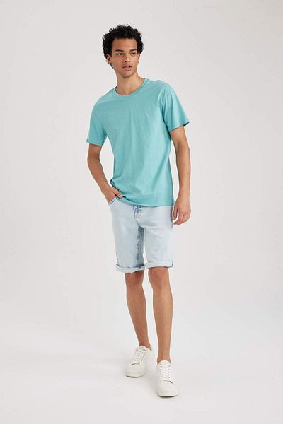 DeFacto 100% Cotton Slim Fit Tight Fit Crew Neck Basic Plain Short Sleeve T-Shirt B0653Axns