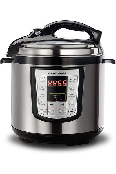 ALSAIF Electric Pressure Cooker 10L 1400W Non-Stick with Timer and LED Countdown Screen Black/Silver