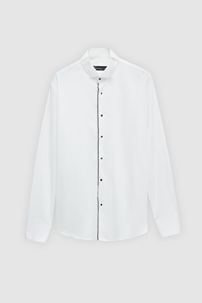 D'S Damat Ds Damat Slim Fit Beyaz Düz Smokin Gömlek