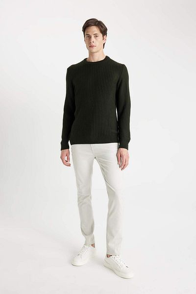 DeFacto Pulover de tricotaj jacquard cu decolteu crew, cu croiala standard, A5234AX23WN