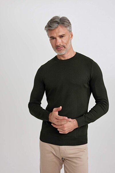 DeFacto Black Crew Neck Basic Plain Knitwear Comfortable Knitwear Sweater A5268Ax23Au