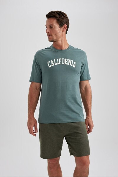 DeFacto Μπλουζάκι με κοντό μανίκι από 100% βαμβάκι με κανονική εφαρμογή Crew λαιμόκοψη B0656AXNS